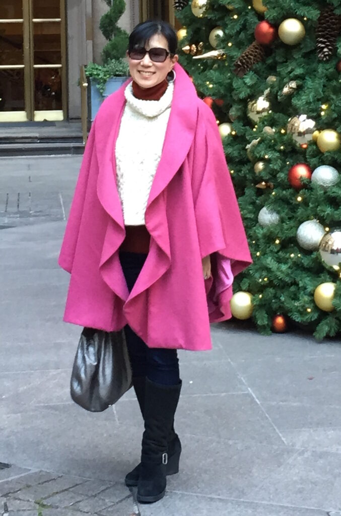 Jean Kaori Flounce Cape as Travel Coat in New York City