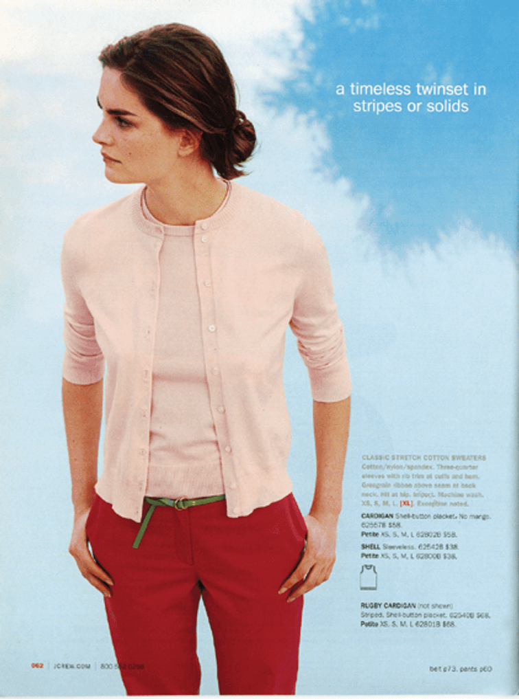 J. Crew catalog image of twinsets