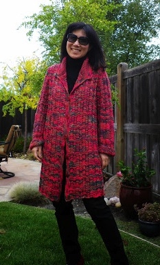 Handknit knee-length coat