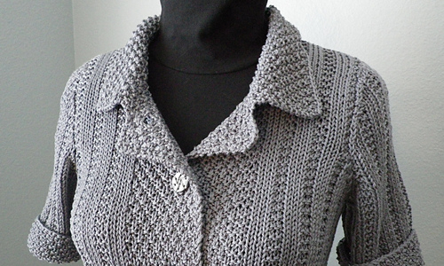 Handknit cardi with mixed textured stitches