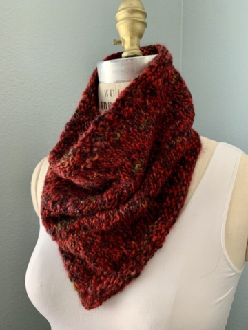 Handknit bandana cowl in alpaca yarn