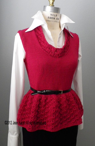 Handknit sleeveless top with textured peplum