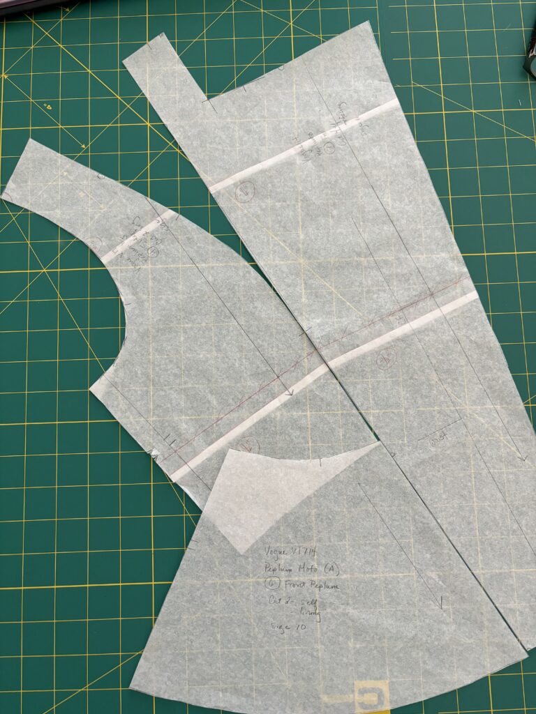 First pattern alterations for the Peplum Moto Jacket