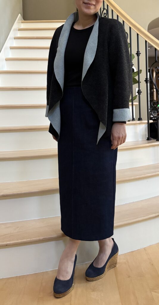 Japanese sewing pattern straight skirt and drape front jacket